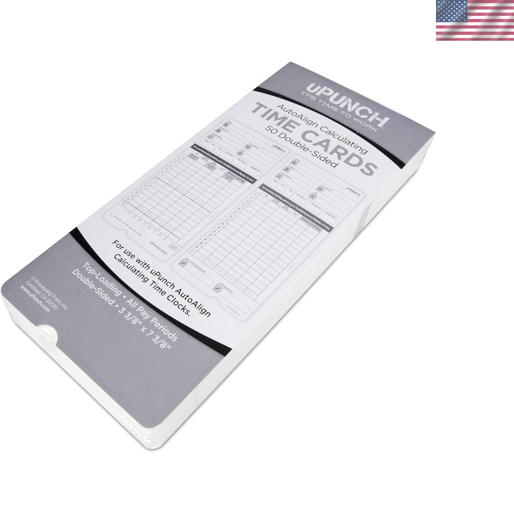 Efficient 50 Upunch Time Cards - Grey Design with 4 Columns for Tracking Hours