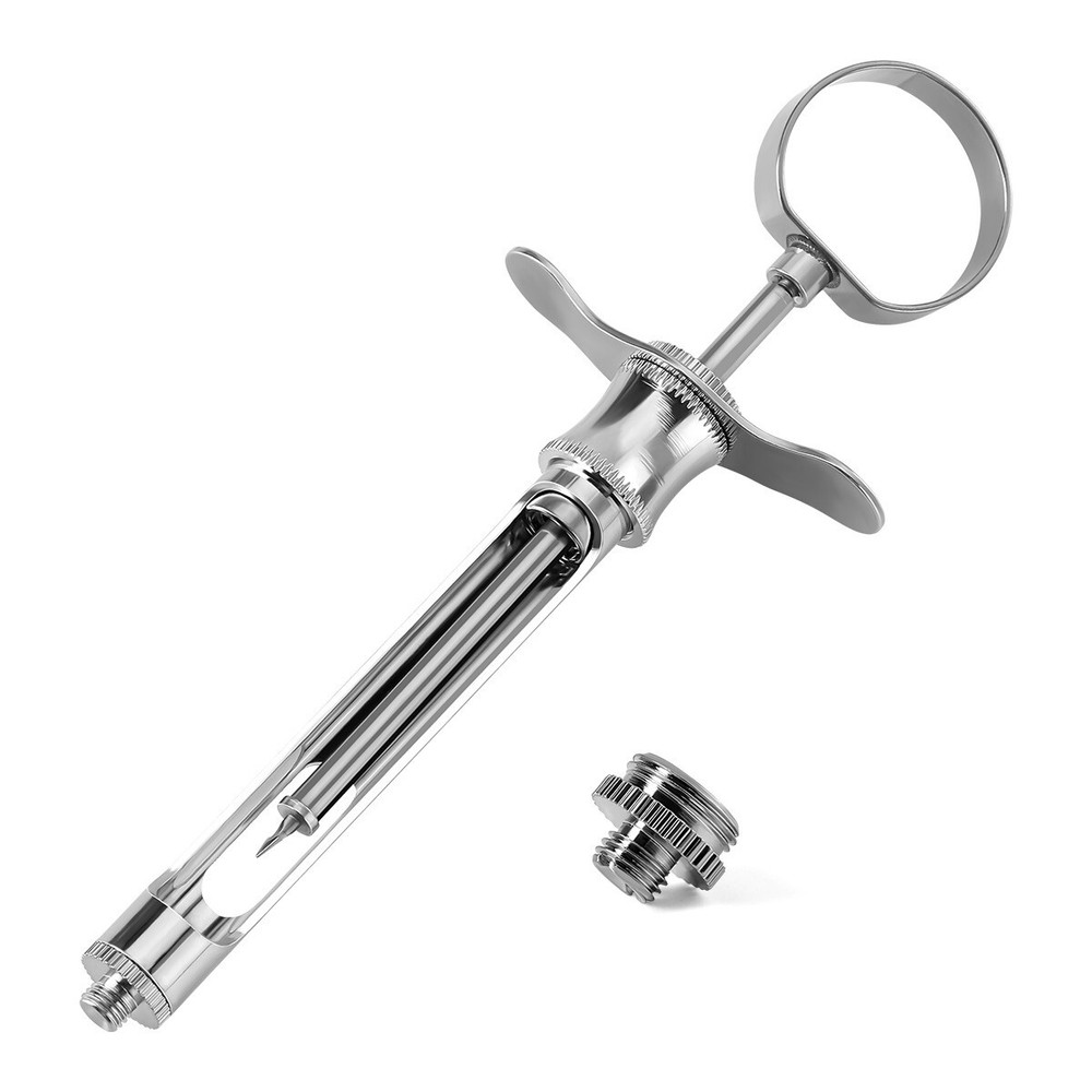 Dental Injection Syringe With Rings&Clips Hook Head/Sharp Head Stainless Steel