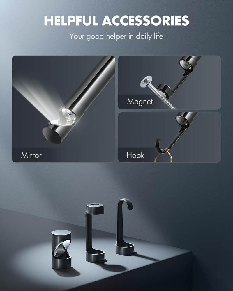 USB Endoscope Camera with 8 Adjustable LED Lights Fit for iPhone and Android