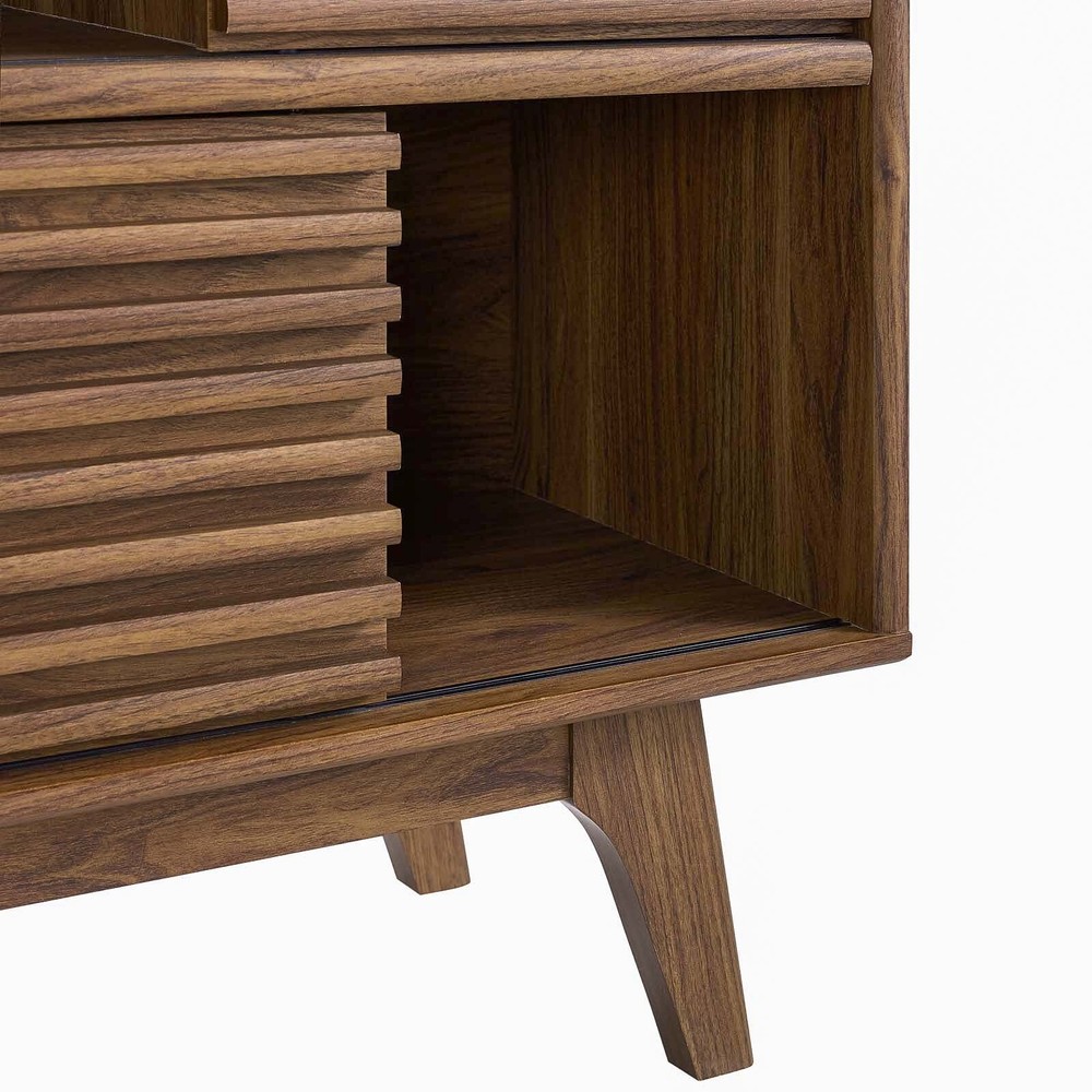 Modway Render Three-Tier Display Storage Cabinet Stand in Walnut