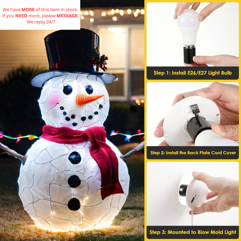 Meonum 2 Set Blow Mold Light Kit Replacement, E27 E26 Single White；black