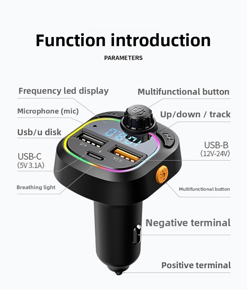 Bluetooth Car MP3 Player FM Transmitter with Dual USB Fast Charger