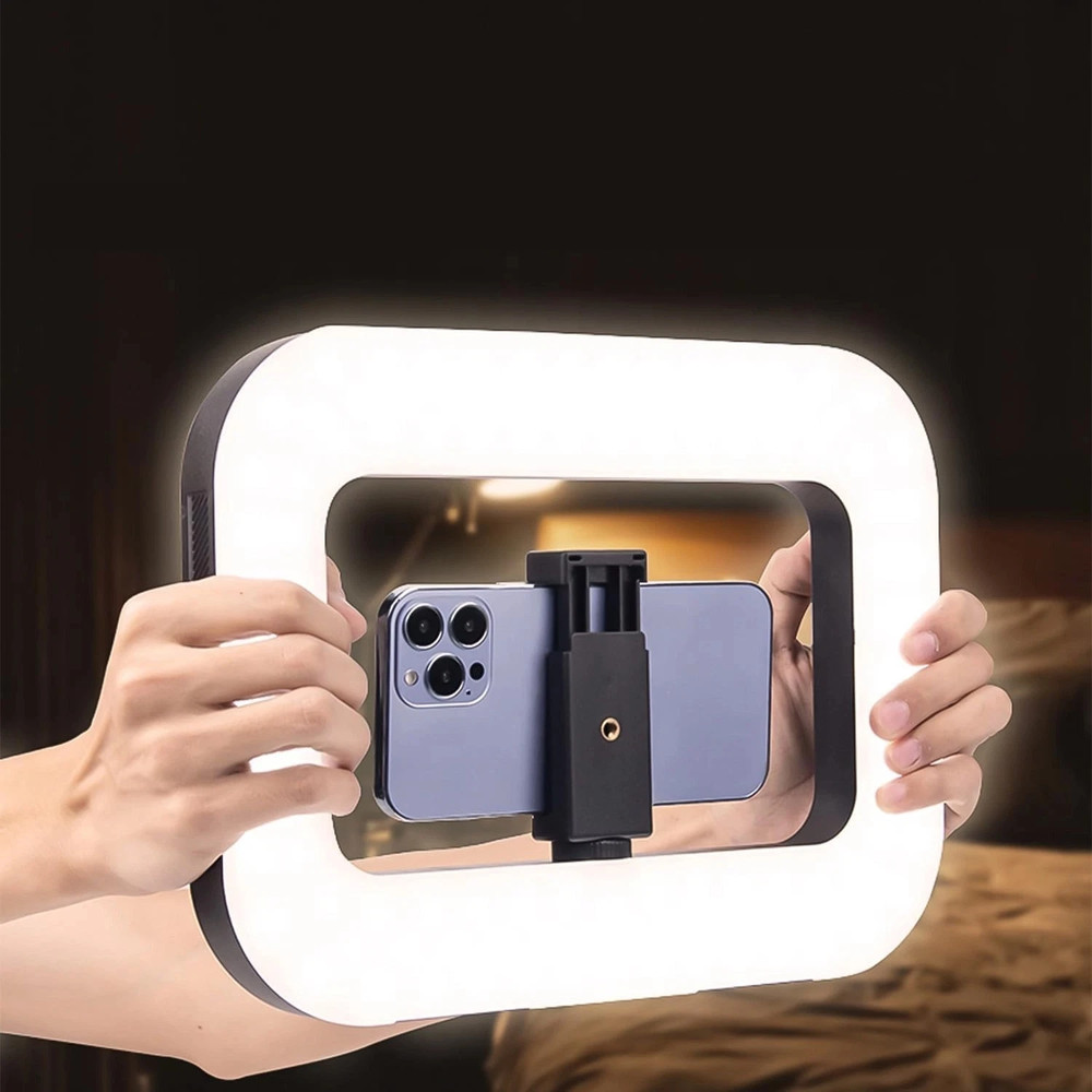 Handheld Fill Light, Rechargeable Selfie Ring Light Cordless Square Fill Light