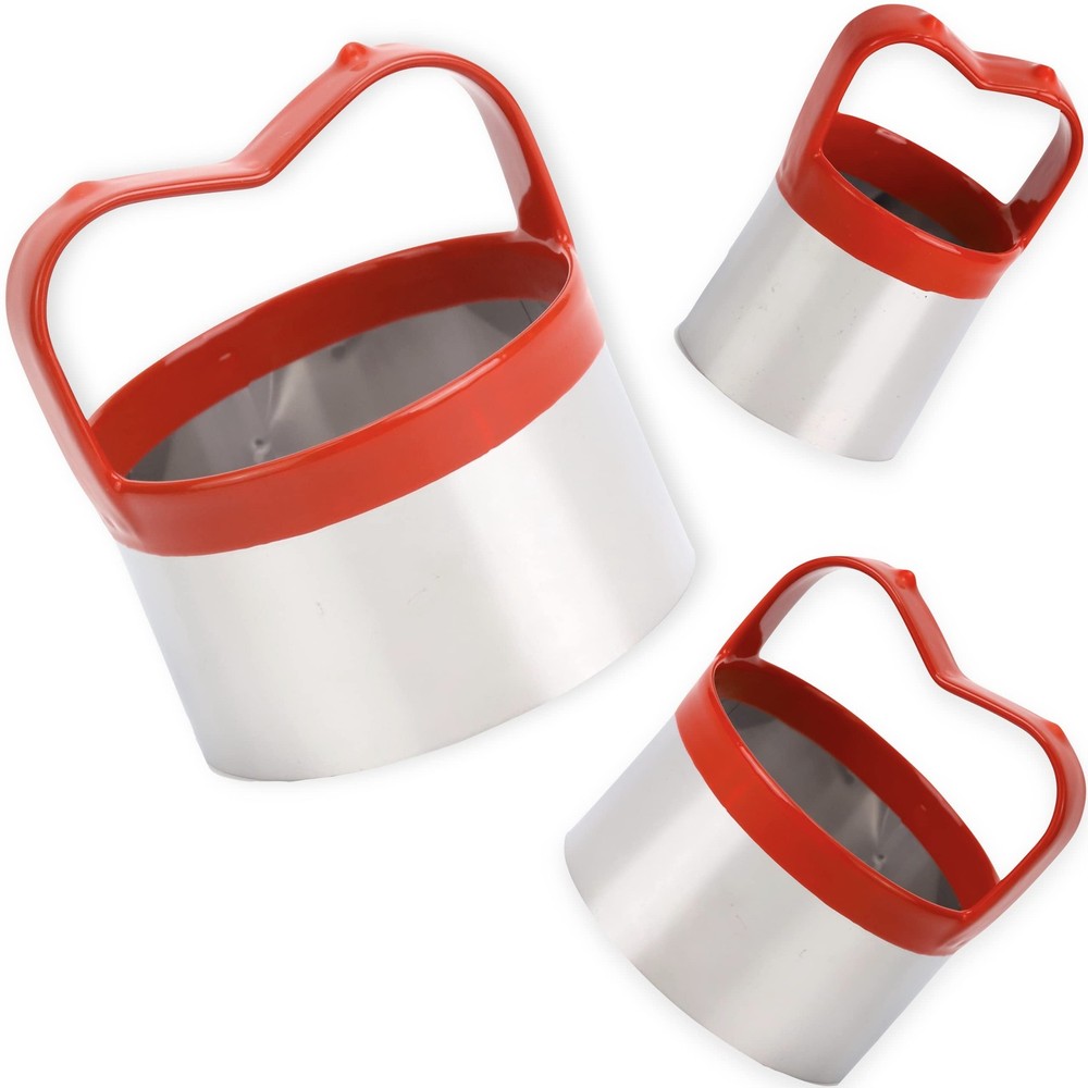 3Pcs Round Cookie Cutters with Handle, Circle Biscuit Cutter for Baking, Doug...