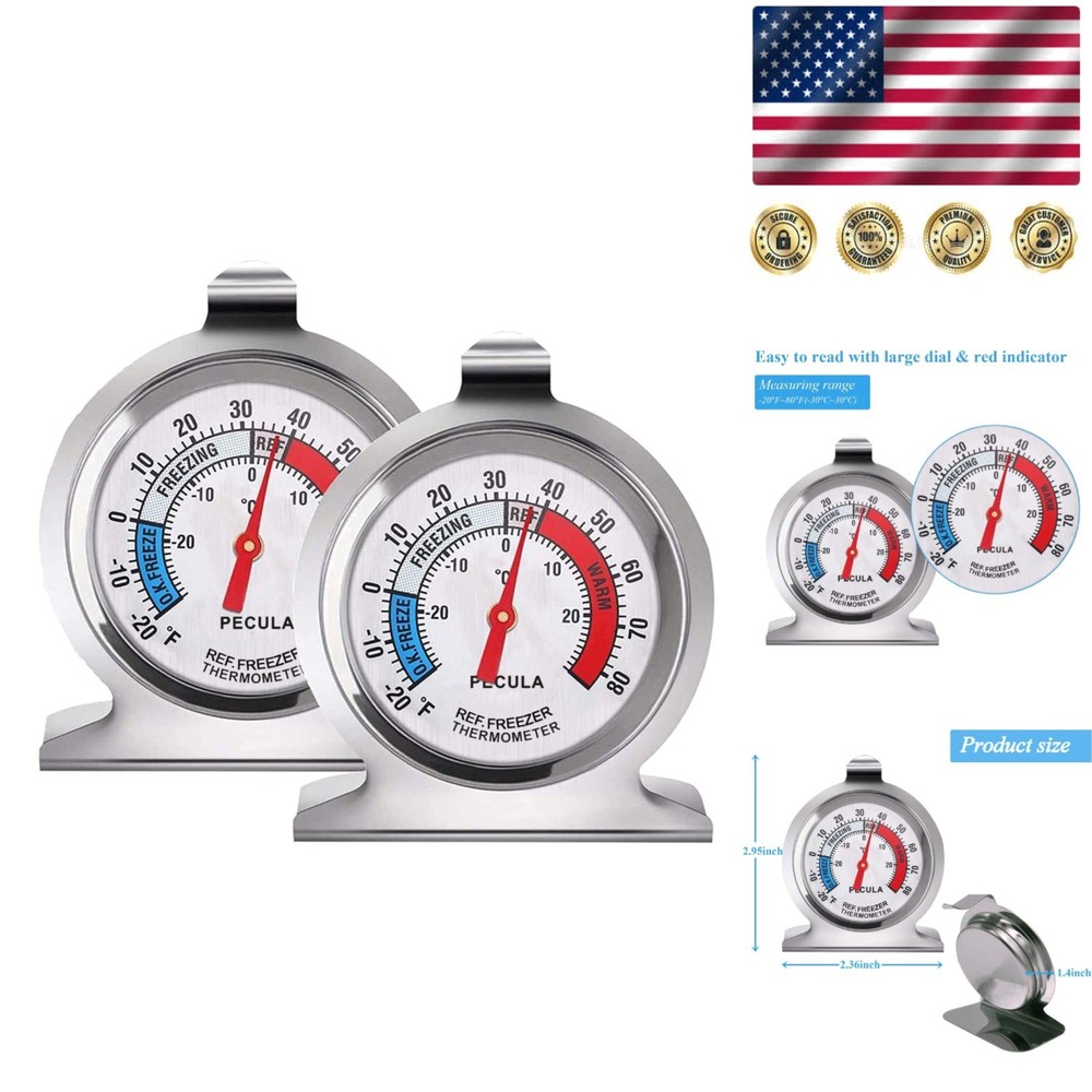 2-Pack Classic Refrigerator Thermometer - High Accuracy, Large Dial Design