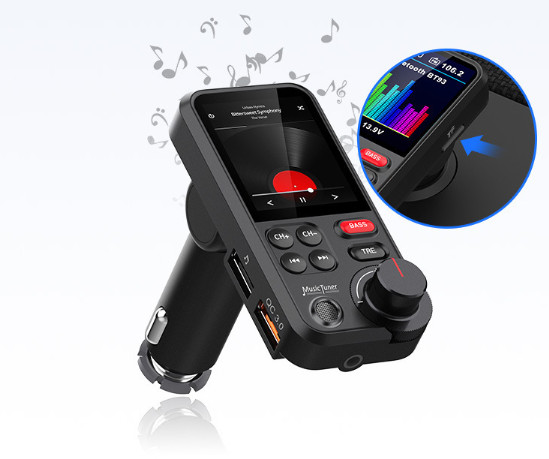 Car FM Wireless Transmitter , Strong Microphone Wireless Car Adapter