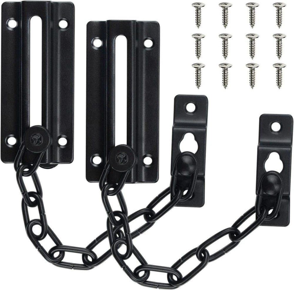 2 Pack Door Chain Lock, Guard with 12 chain lock(black), Black