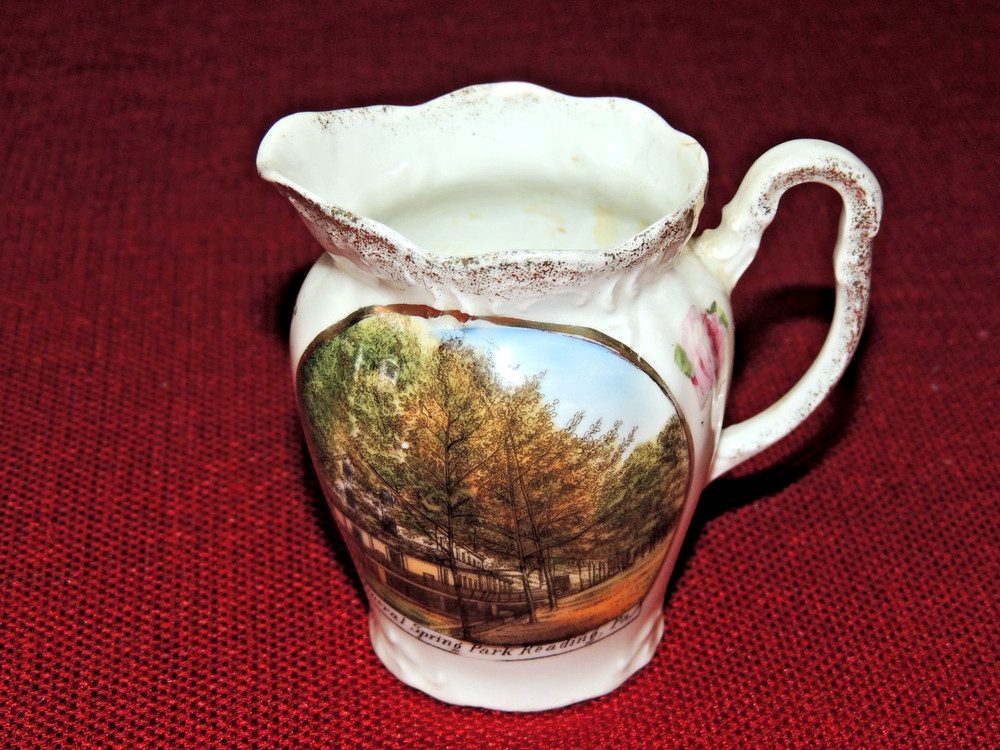 Mineral Spring Park Reading Pa. Painted Mini Small Pitcher Ceramic Porcelain