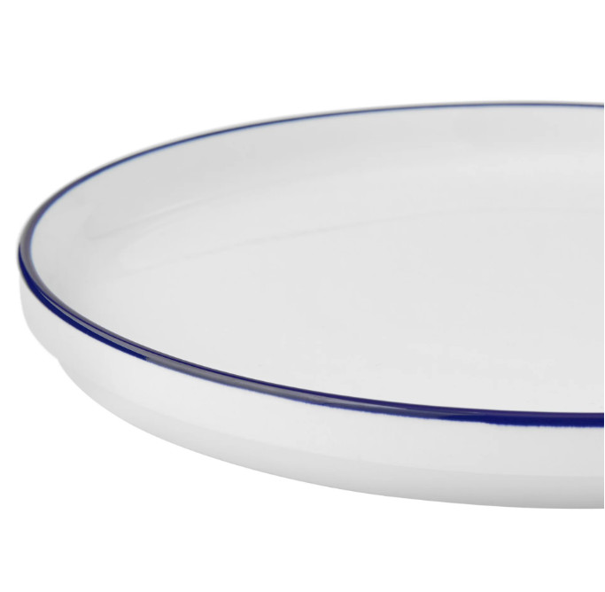 4-Pack Blue Rim Stoneware Dinner Plates – Kitchen & Dining Tableware