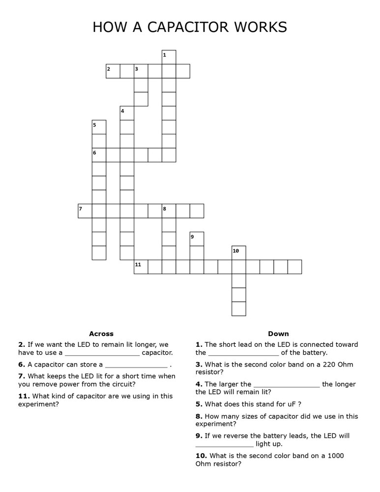 5th Grade- Lesson Plan #Exp04 "HOW A CAPACITOR WORKS" Science-Electronics