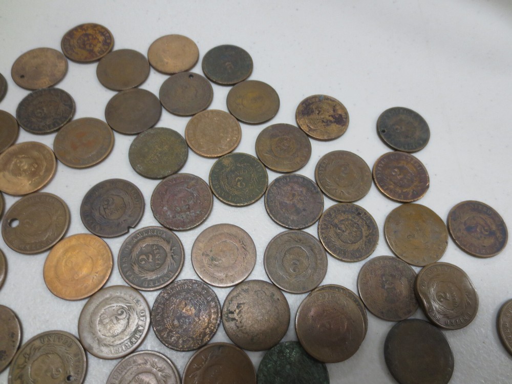 (79) Assorted Dates Two Cent Pieces (AG / Damaged)