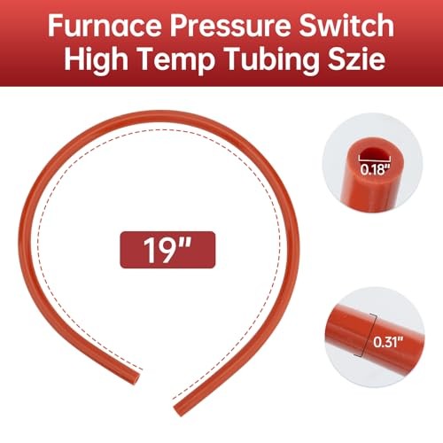 Furnace Pressure Switch Hose, 3/16" ID x 19" Pressure Switch Silicone Tubing,