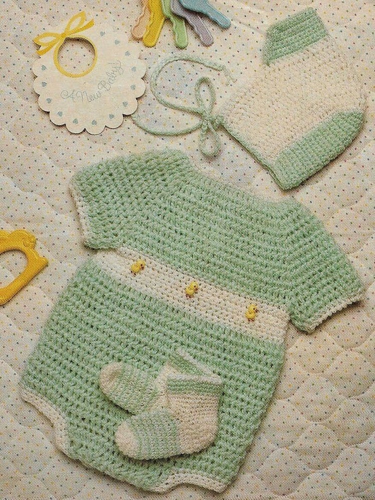 JUST DUCKY SUNSUIT BABY 3 SIZES DIGEST SIZE CROCHET PATTERN INSTRUCTIONS