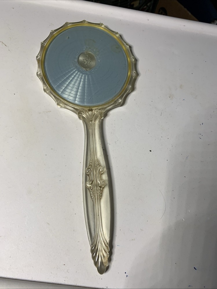 Vintage Mirror Handheld LUCITE Plastic VANITY  Large (U)