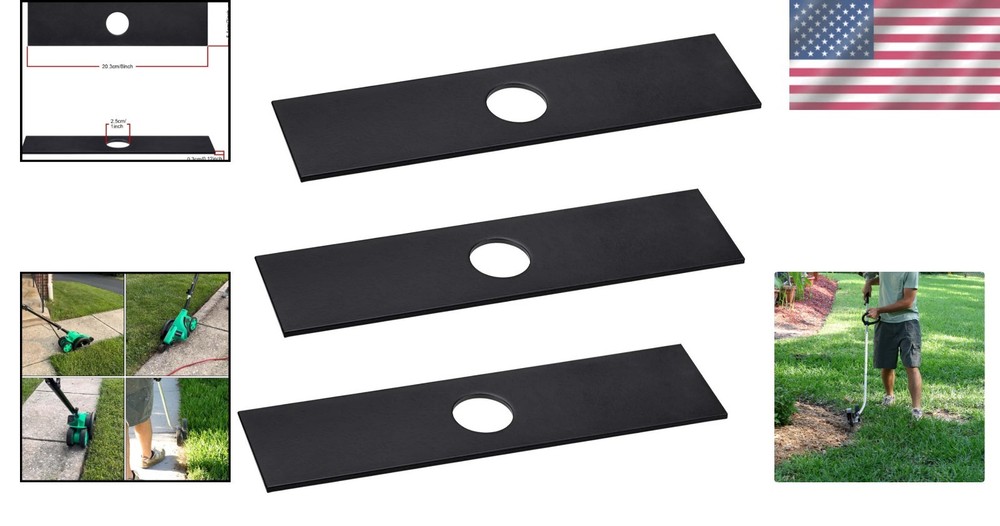 3 Pack Edger Blades 8" x 2" - Compatible with Stihl, Echo, Ryobi - Durable & ...