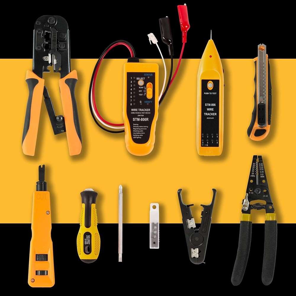 15-Piece Professional Network Tool Kit with Crimper, Tester & Punch Down Tool
