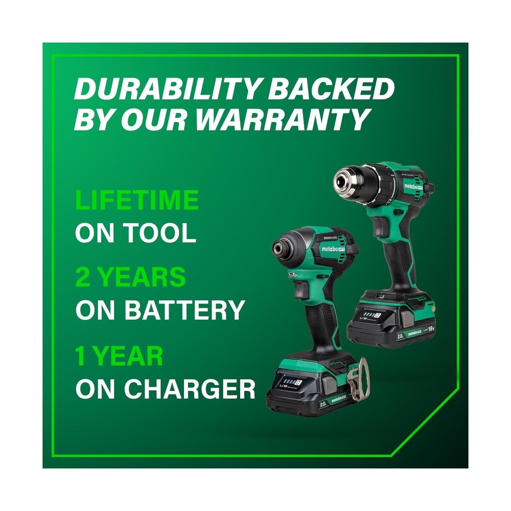 Metabo HPT 18V MultiVolt Cordless Brushless Driver Drill & Impact Driver Comb...