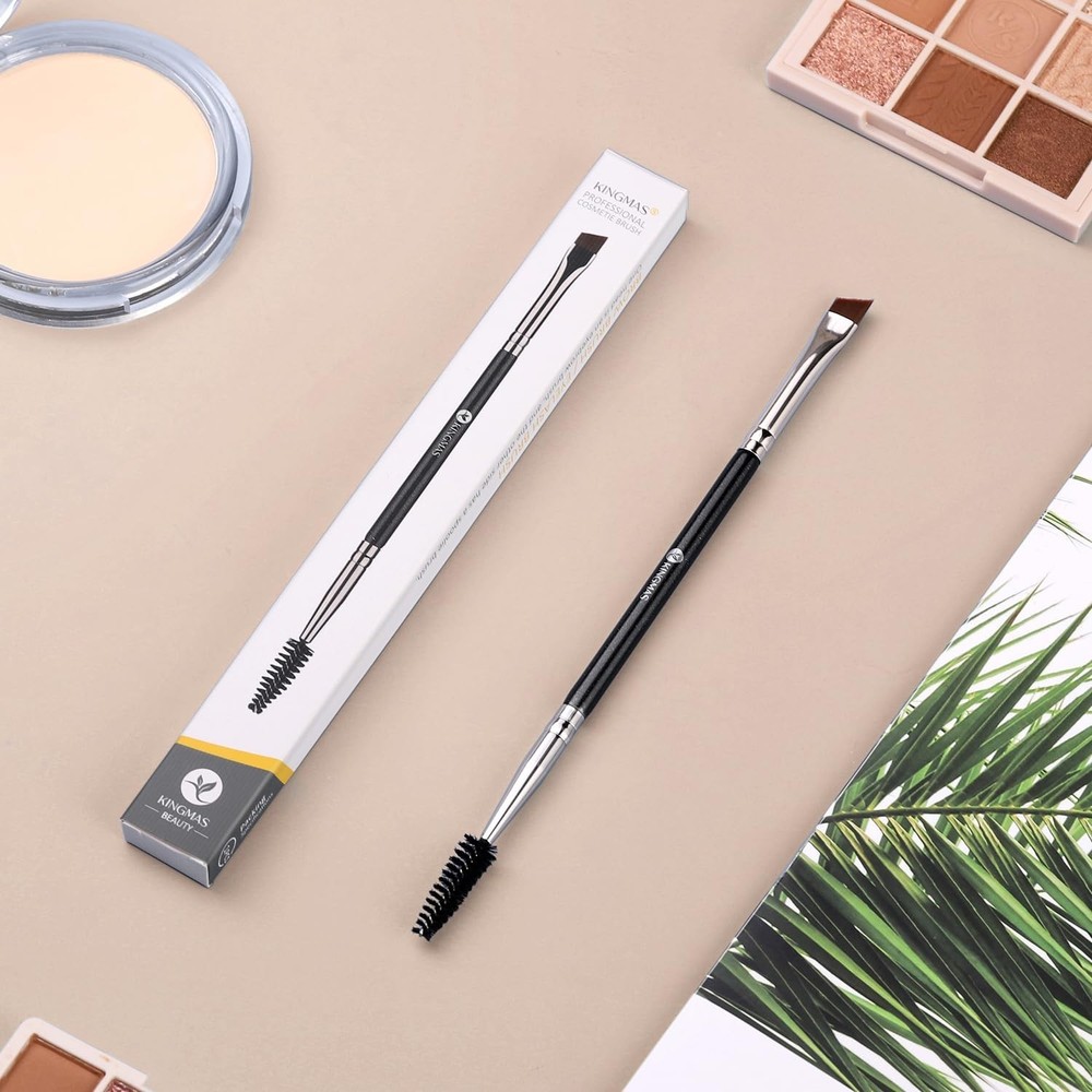 Eyebrow Brush with Angled Design and Spoolie for Professional Makeup Application
