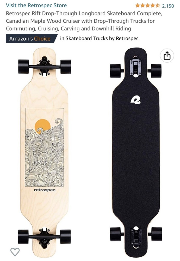 RETROSPEC NEW Skateboard Complete 41" Rift Drop Through Longboard Maple