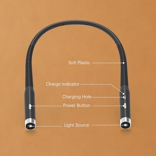 Adjustable LED Neck Reading Light - 3 Colors & Brightness, USB Rechargeable, Per