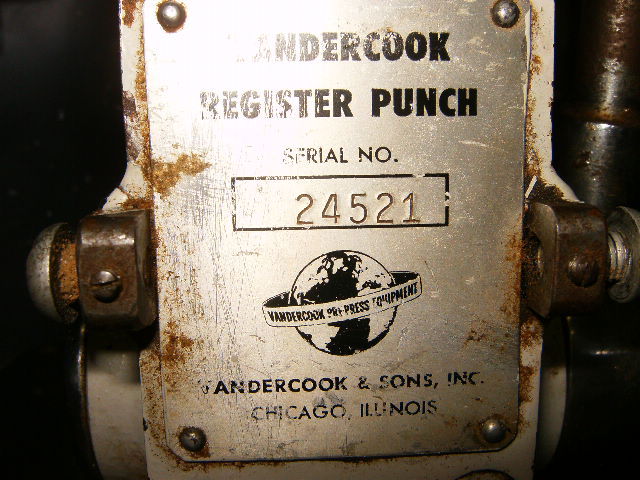 VANDERCOOK HAND OPERATED PUNCH PRESS TABLE TOP