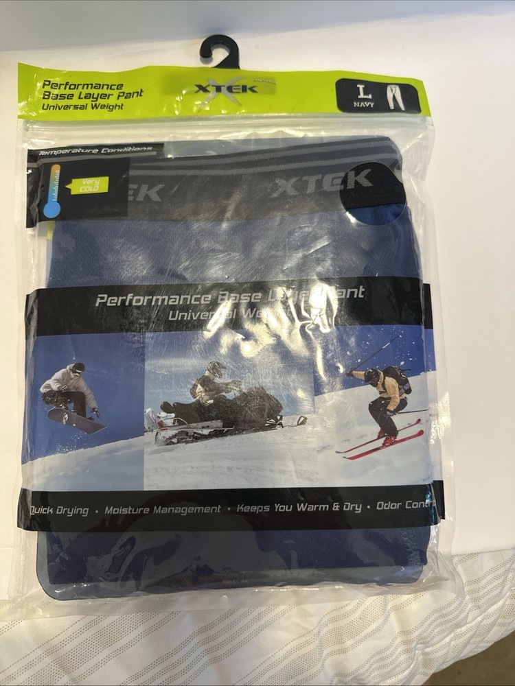 NWT XTEK MENS PERFORMANCE BASE LAYER UNIVERSAL WEIGHT PANTS Navy BLUE Large