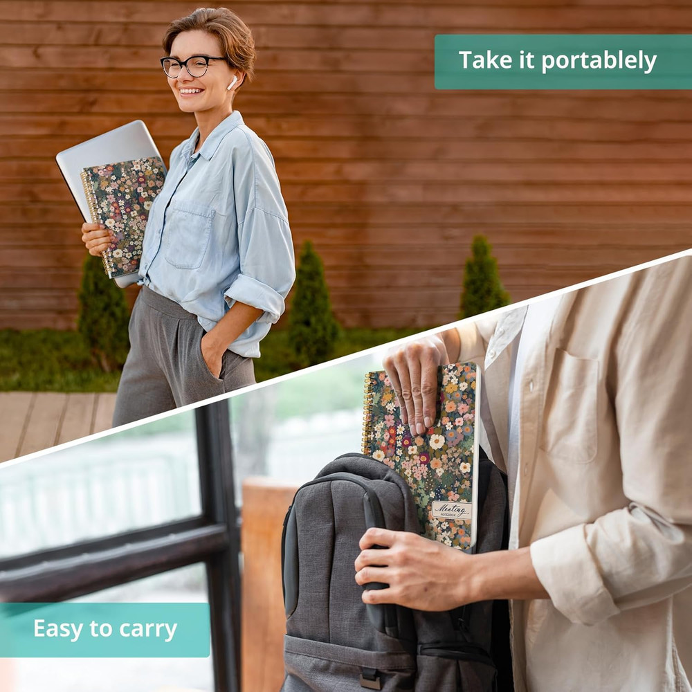 Meeting Notebook for Work Organization - Work Notebook with Action Items, Meetin