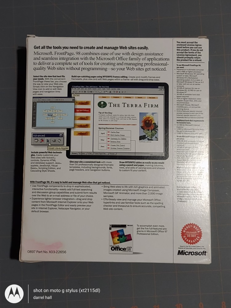 Vintage Microsoft Frontpage 98 Upgrade Software For Windows CD-ROM