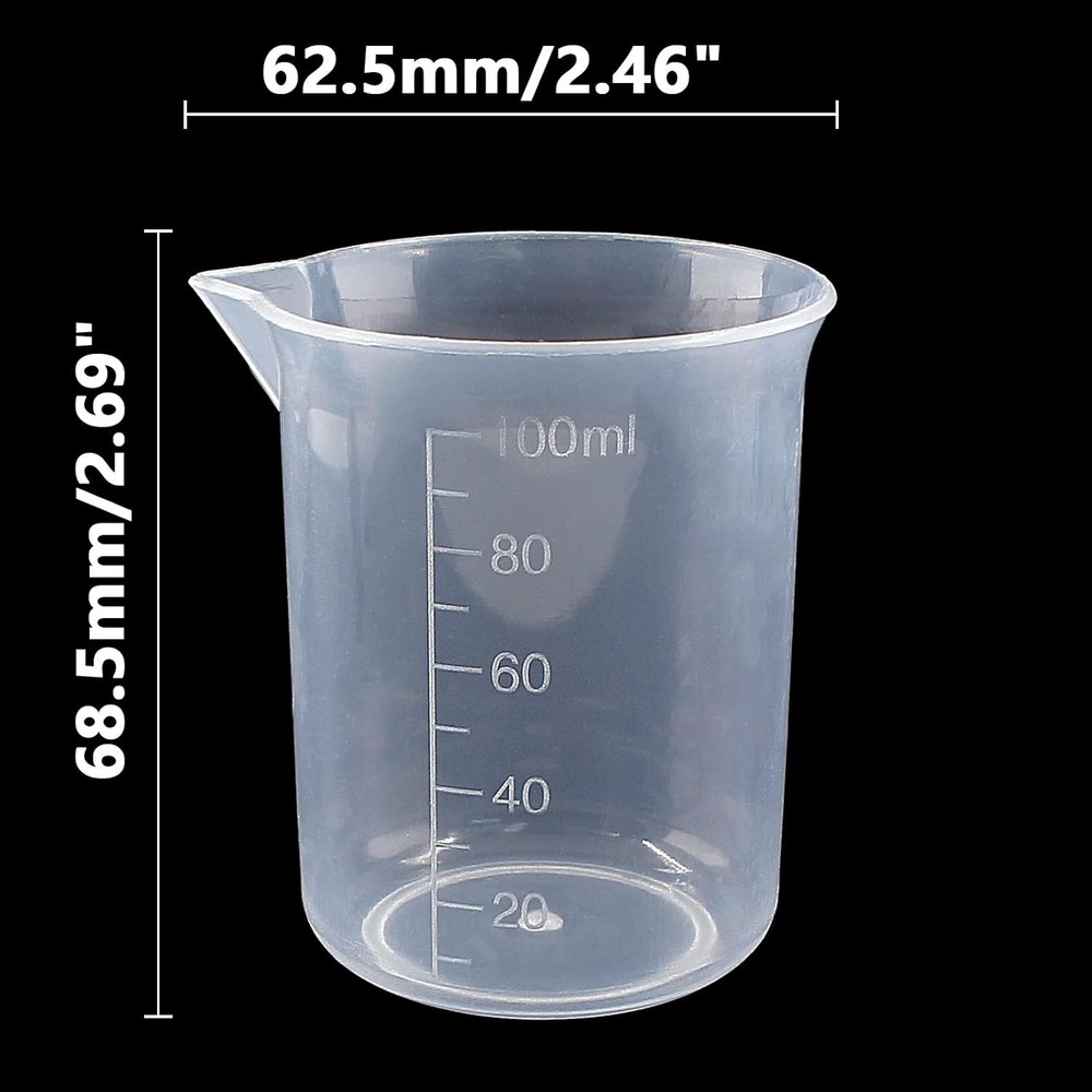 Versatile 3-Pack 100ml Plastic Beakers - Lightweight Measuring Cups for All Uses