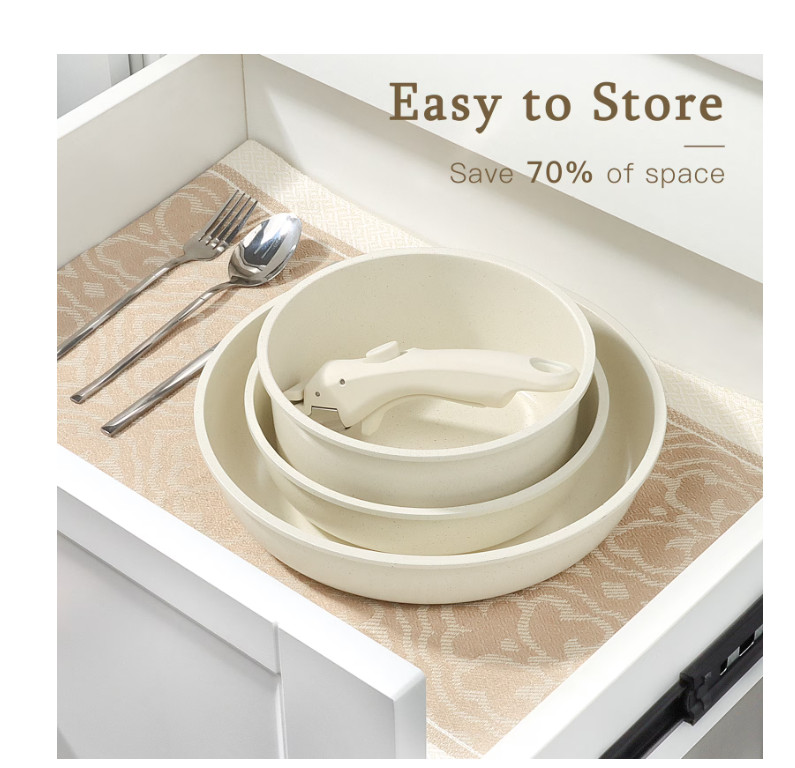 8pc Ceramic Nonstick Cookware Set Detachable Handle Induction Stackable