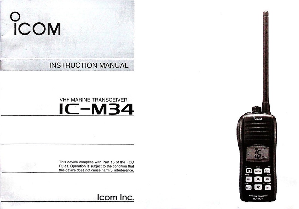ICOM IC-M34 HT TRANSCEIVER ORIGINAL INSTRUCTION MANUAL