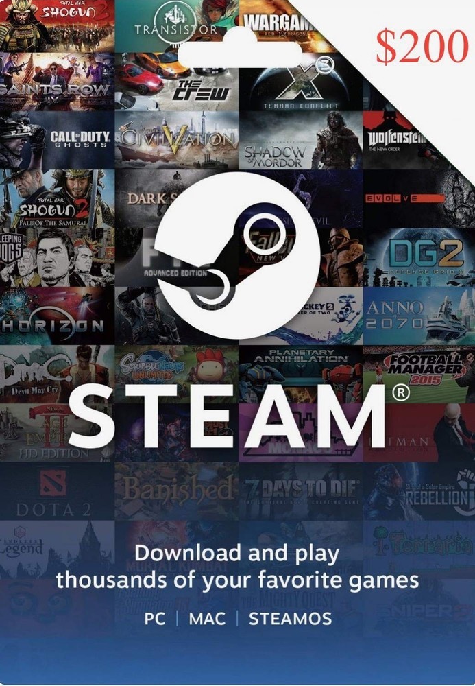 Steam Wallet Code $200 Currency