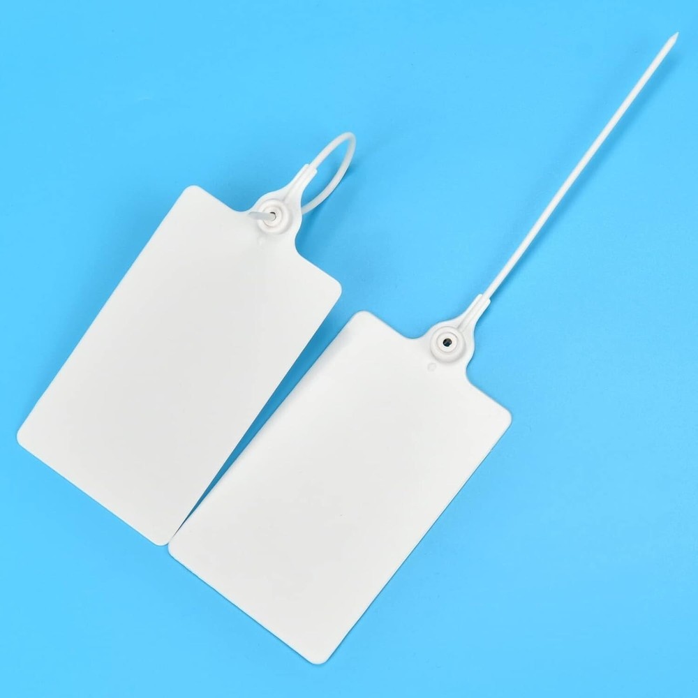 Durable Weatherproof Plastic Tags - 100 Blank Label Tags + Marker Pen Included