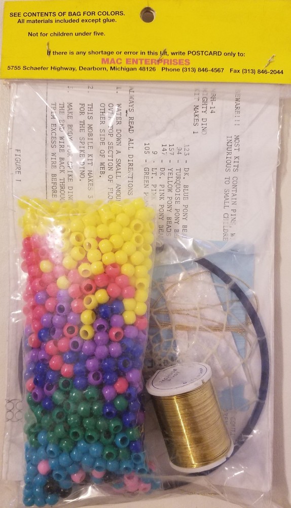 Beaded Mighty Dinosaur Mobile MAC-A-BEAD-EZE Beading Craft Kit Mac Enterprises