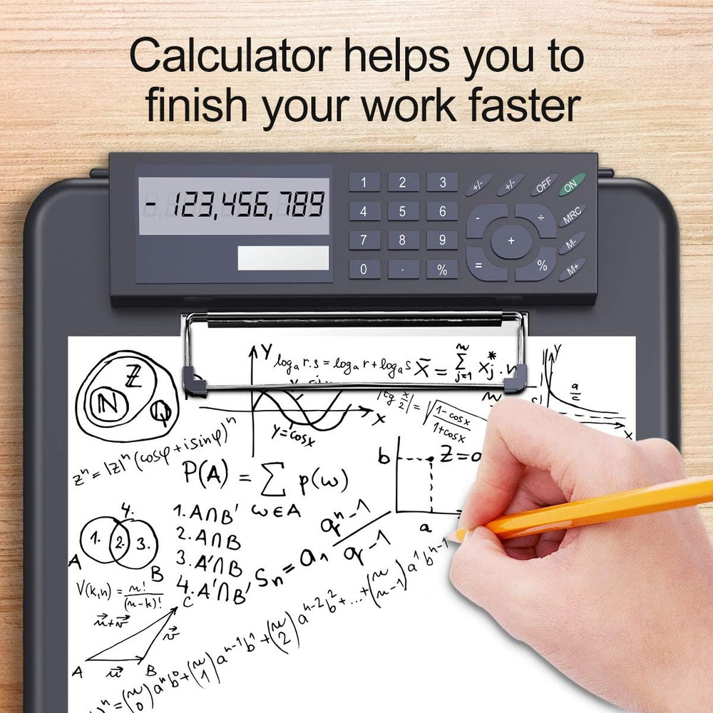 Calculator Storage Clipboard with Handle, Plastic Compartment Hold 200 Letter Si
