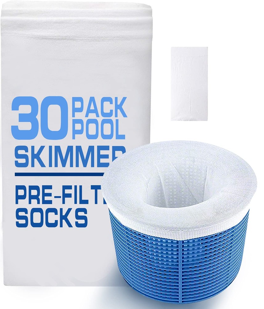30Pack Pool Skimmer Filter Socks Fine Mesh Basket Protector Liners PreFilter