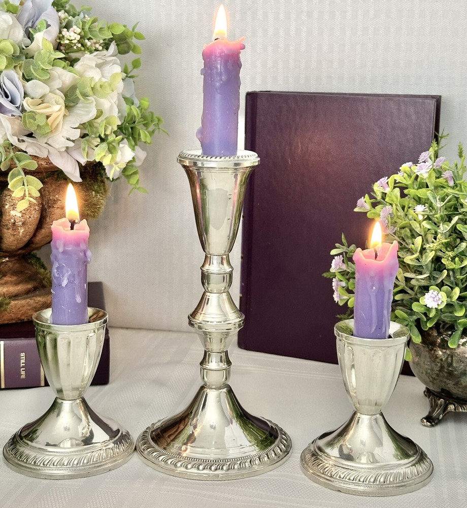 Candle Holders Sterling Silver Console Candlesticks Silver Dinner Candle Holders