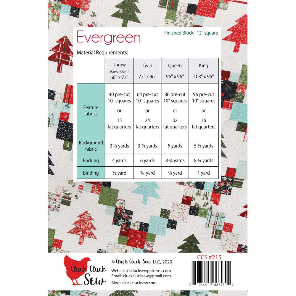 Cluck Cluck Sew Evergreen Quilt Pattern