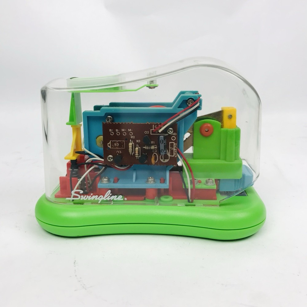 VTG Swingline Clear Electric Automatic Stapler Skeleton Translucent Neon