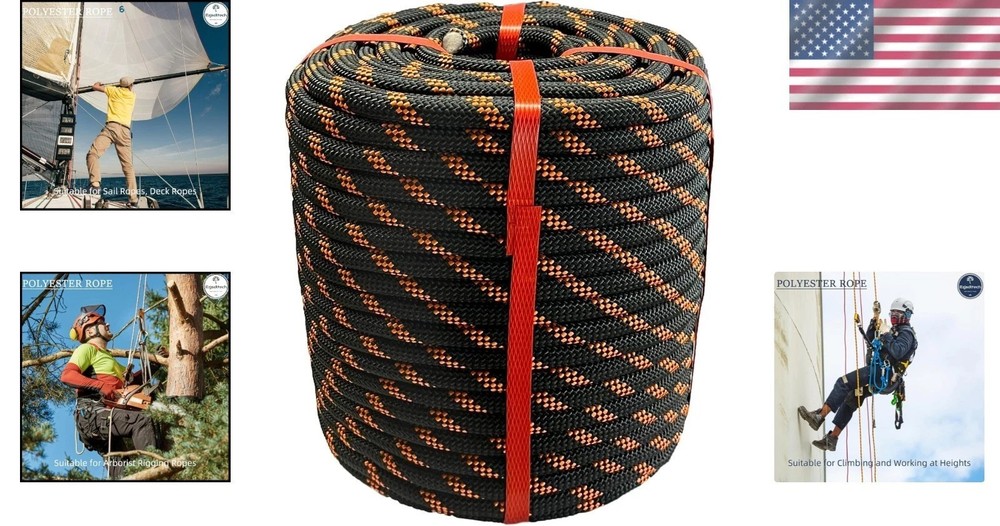 "Durable 1/2" x 150ft Arborist Rope for Tree Work"