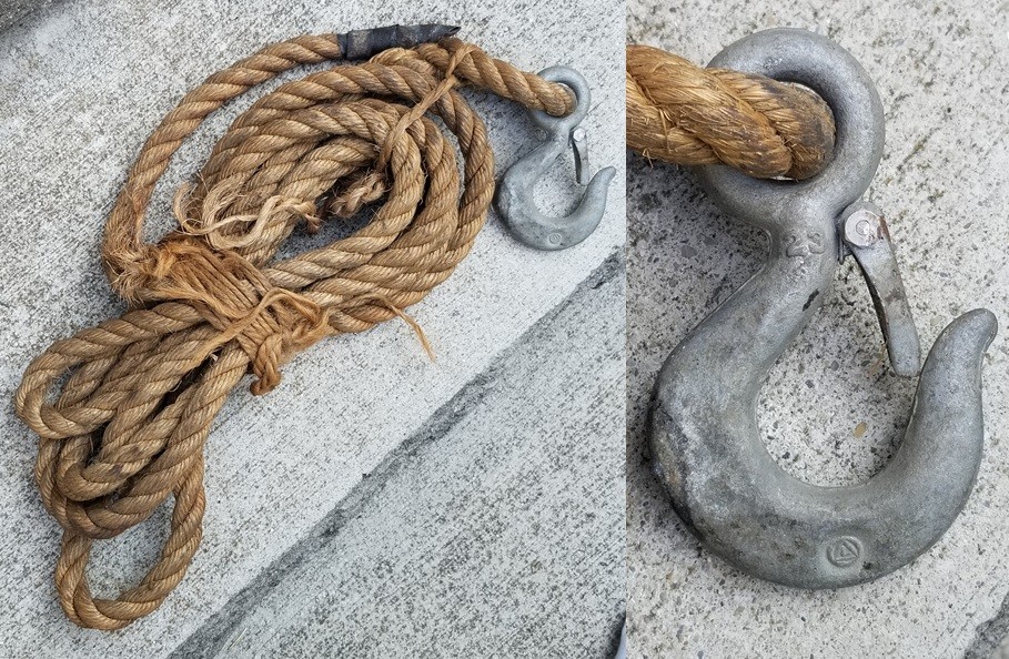 Authentic Antique Barn Rope Hook Approx. 17ft Length 1in thick