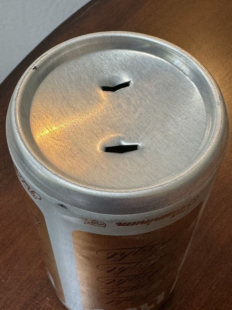 Piels Light - copper colored aluminum empty Beer Can - Bottom Opened