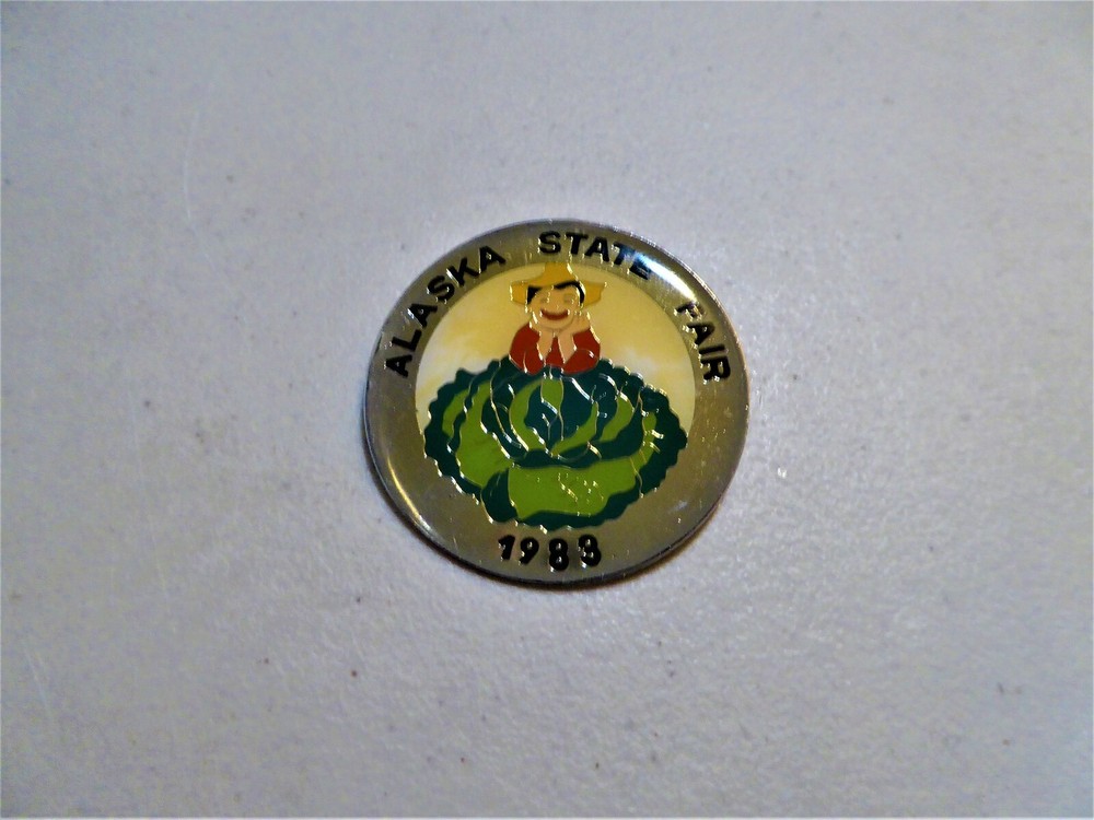Three Vintage Alaska State Fair Pinbacks,1983, 1984,Silver Aniversary & 1985