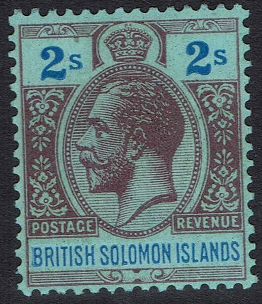BRITISH SOLOMON ISLANDS 1922 KGV 2/- WMK MULTI SCRIPT CA