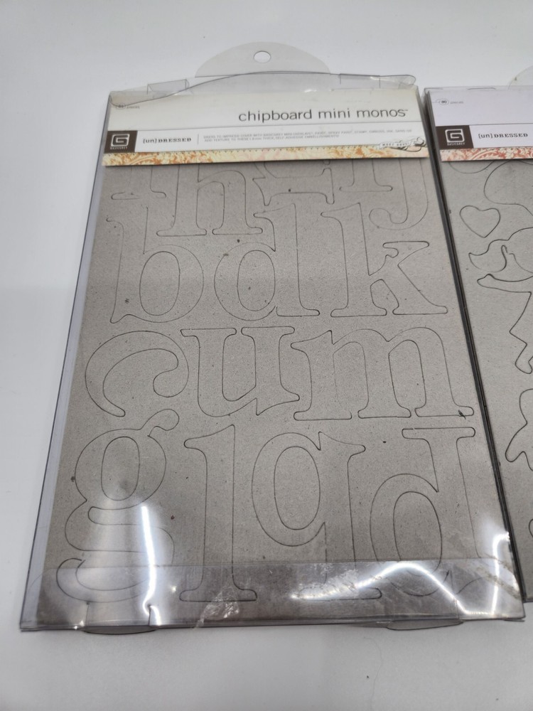 2 Packs Basic Grey Undressed Chipboard Mini Monos 81 pc Mellow 80 pc Pre-owned