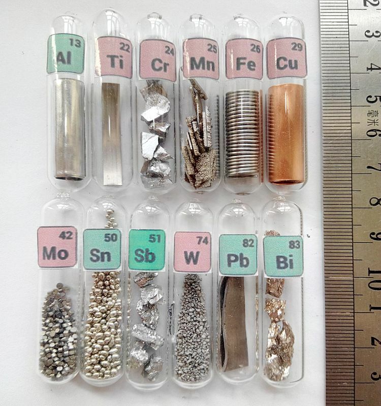 1PC different elements samples in labeled glass vials Metal Set,