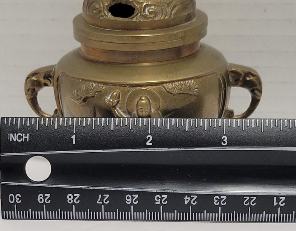 Incense burner, brass, Foo Dog Lid Pre-owned