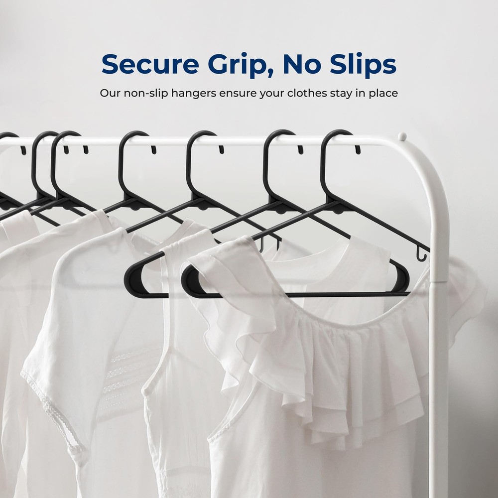SereneLife 150 Pack Plastic Hangers (Black)