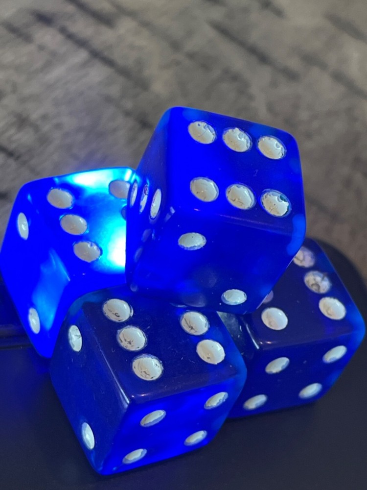 Blue translucent oversized 5 dice stick set 120123@