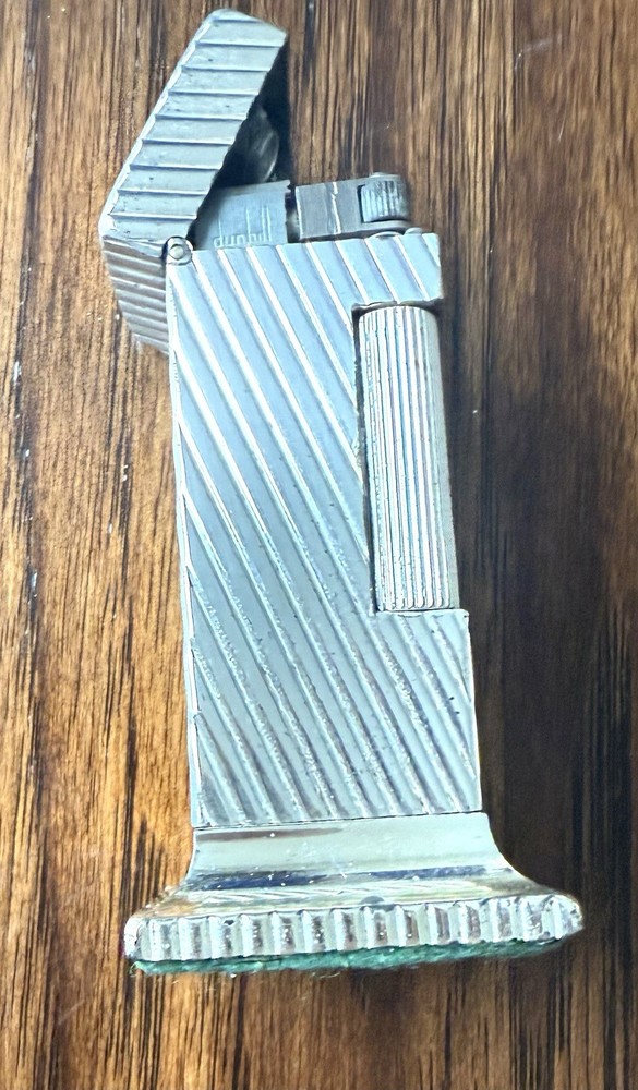 Rare Vintage Dunhill Rollalite Silver Plated Table Lighter With Original Box